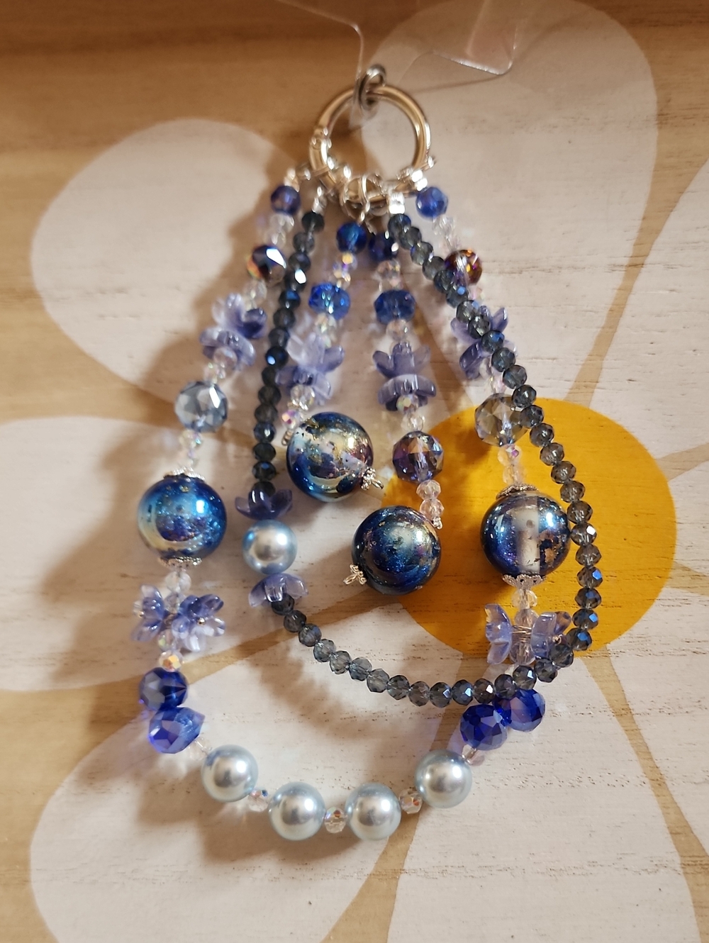 Blue Beaded Phone Chain/key Chain.